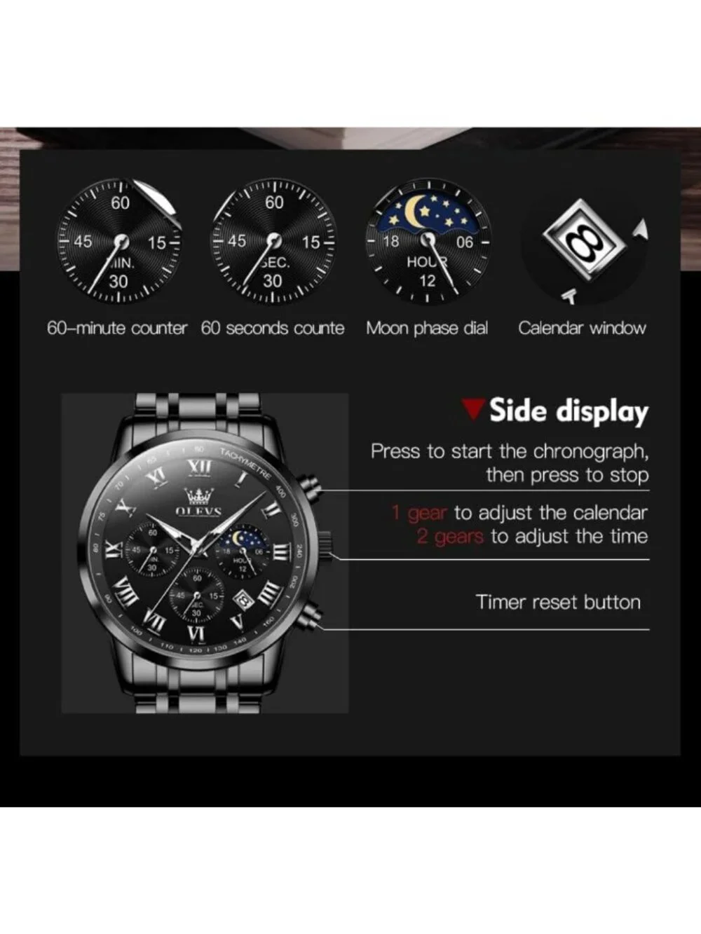 Stylish Big Face Stainless Steel Analog Watch for Men | Luxury Multifunctional